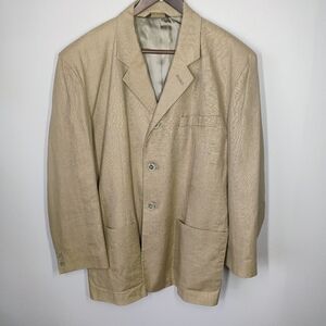 MOSA For Oaktree Blazer Mens Small Beige Linen Blend Sport Coat Pockets